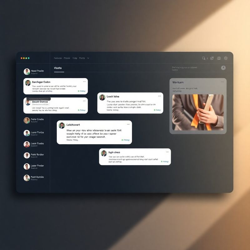 Mockup cu fluxuri de conversație pe un dashboard modern